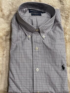 New Large Ralph Lauren Golf Men’s Black & White Checked Button-Down Blake Shirt